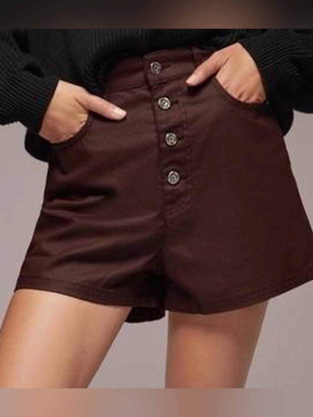 Zara Vegan leather High-Waist Button Front shorts